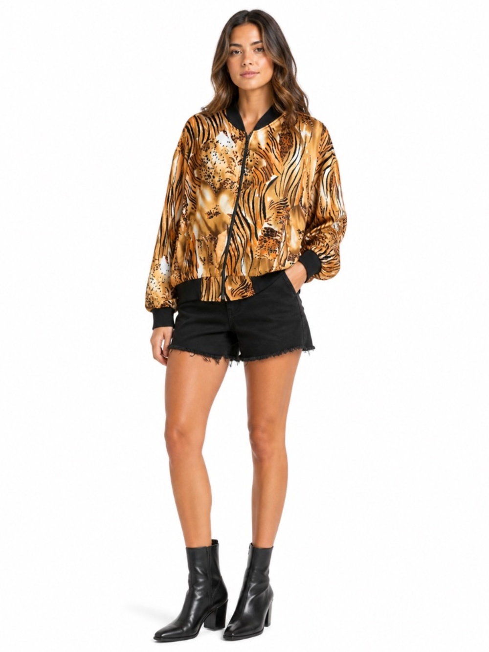 Vintage 80s CARIBE Animal Print Bomber Jacket – Size Medium Like New